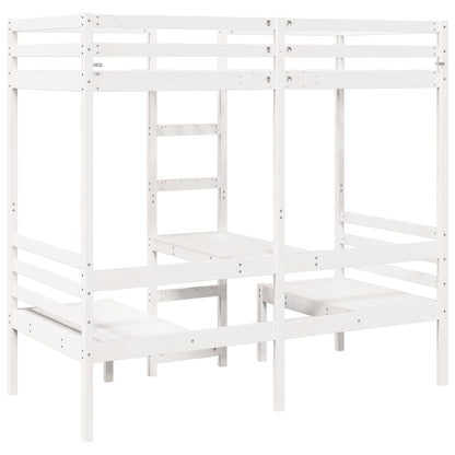 Giroletto Soppalco con Scrivania e Sedie Bianco 90x190cm Pino