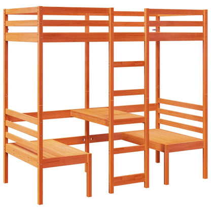 Giroletto Soppalco Scrivania e Sedie Marrone Cera 90x190cm Pino | homemem39