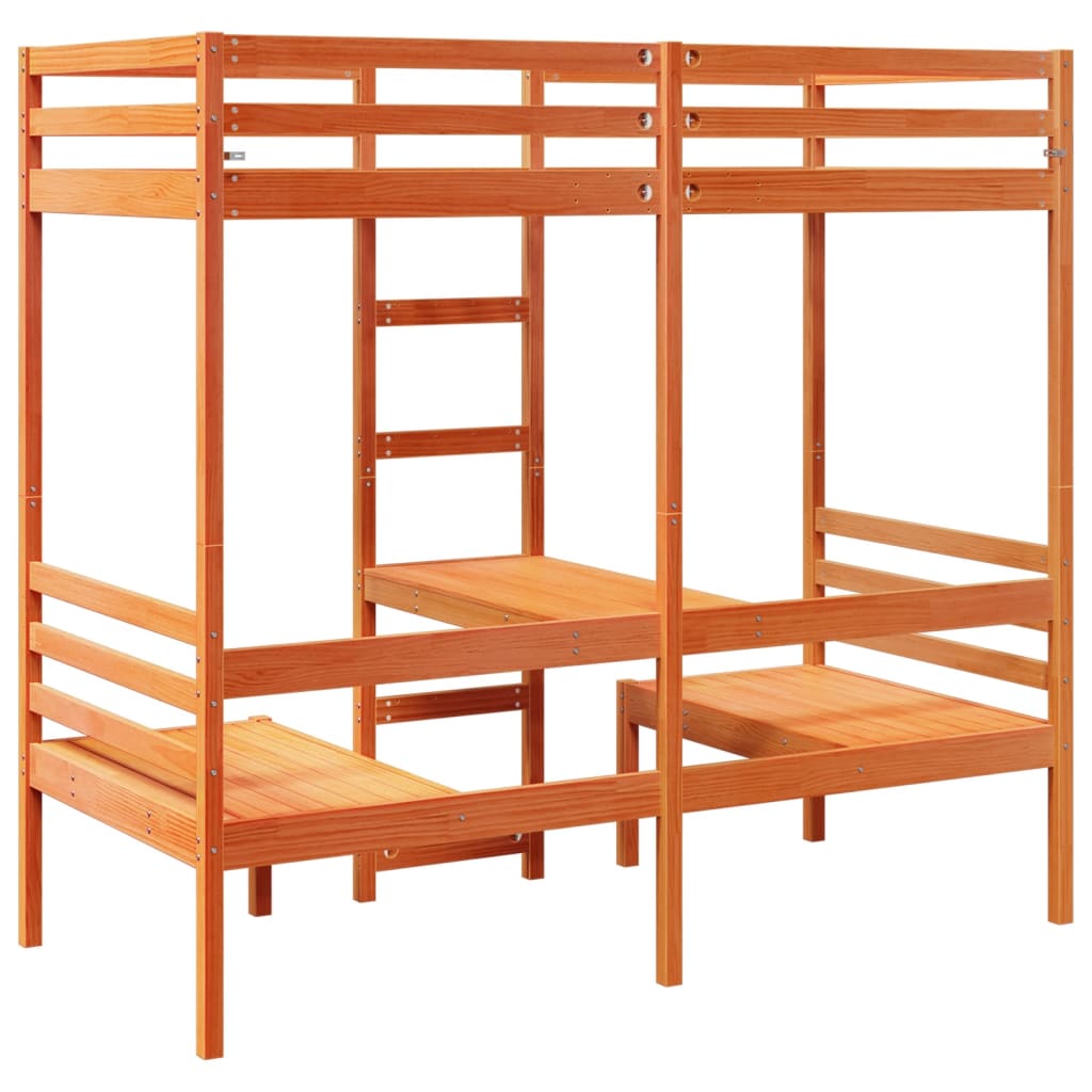 Giroletto Soppalco Scrivania e Sedie Marrone Cera 90x190cm Pino | homemem39