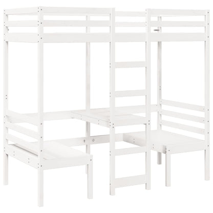 Giroletto Soppalco con Scrivania e Sedie Bianco 75x190cm Pino | homemem39