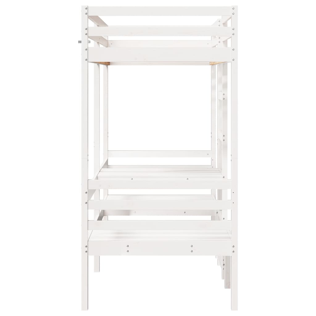 Giroletto Soppalco con Scrivania e Sedie Bianco 75x190cm Pino | homemem39