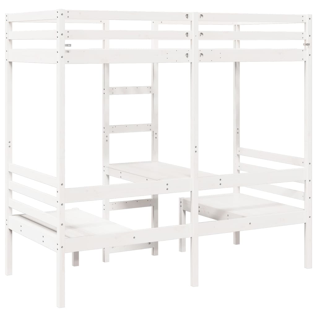 Giroletto Soppalco con Scrivania e Sedie Bianco 75x190cm Pino | homemem39