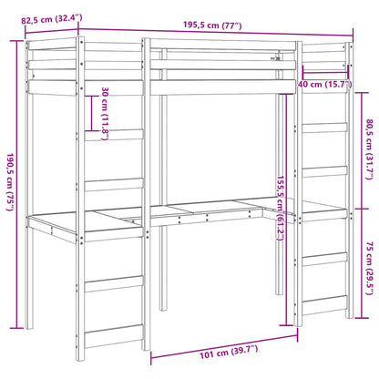 Giroletto Soppalco senza Materasso Marrone Cera 75x190cm Pino | homemem39
