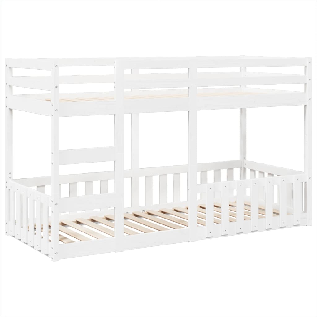 Letto a Castello Bianco 80x200 cm in Legno Massello di Pino | homemem39