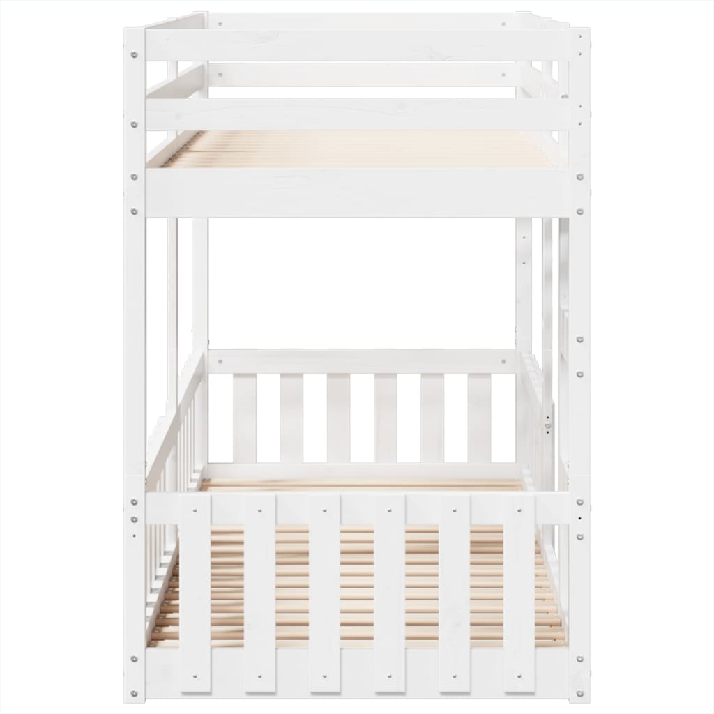 Letto a Castello Bianco 80x200 cm in Legno Massello di Pino | homemem39