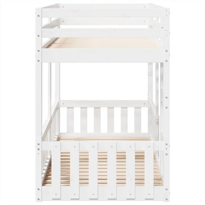 Letto a Castello Bianco 80x200 cm in Legno Massello di Pino | homemem39
