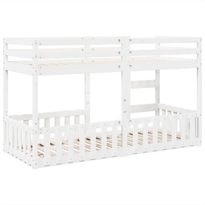Letto a Castello Bianco 80x200 cm in Legno Massello di Pino | homemem39