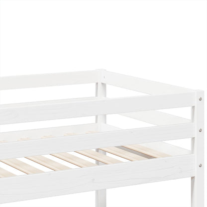 Letto a Castello Bianco 80x200 cm in Legno Massello di Pino | homemem39