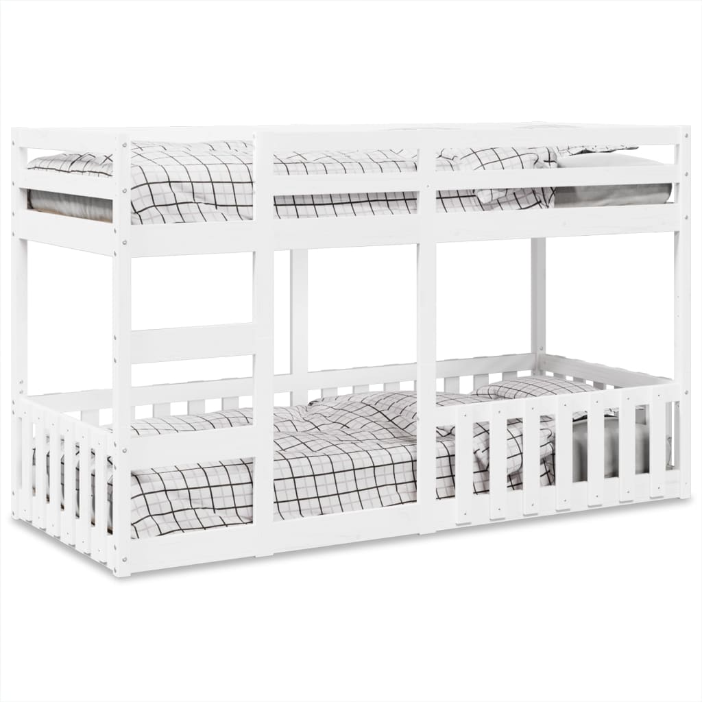 Letto a Castello Bianco 80x200 cm in Legno Massello di Pino | homemem39