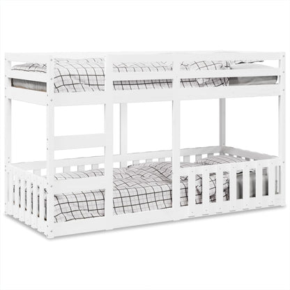 Letto a Castello Bianco 80x200 cm in Legno Massello di Pino | homemem39