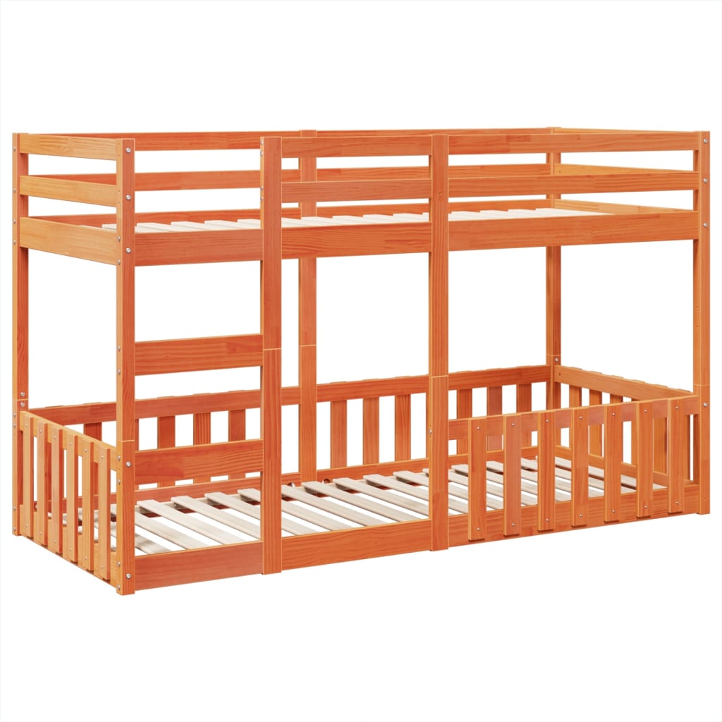 Letto a Castello Marrone Cera 80x200 cm in Legno di Pino - homemem39