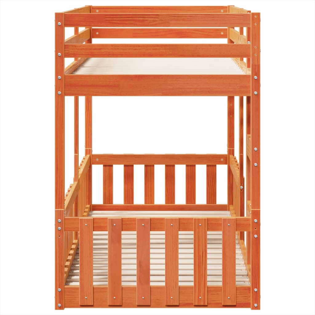 Letto a Castello Marrone Cera 80x200 cm in Legno di Pino - homemem39