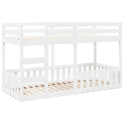 Letto a Castello Bianco 90x200 cm in Legno Massello di Pino | homemem39