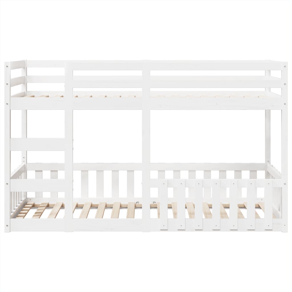 Letto a Castello Bianco 90x200 cm in Legno Massello di Pino | homemem39