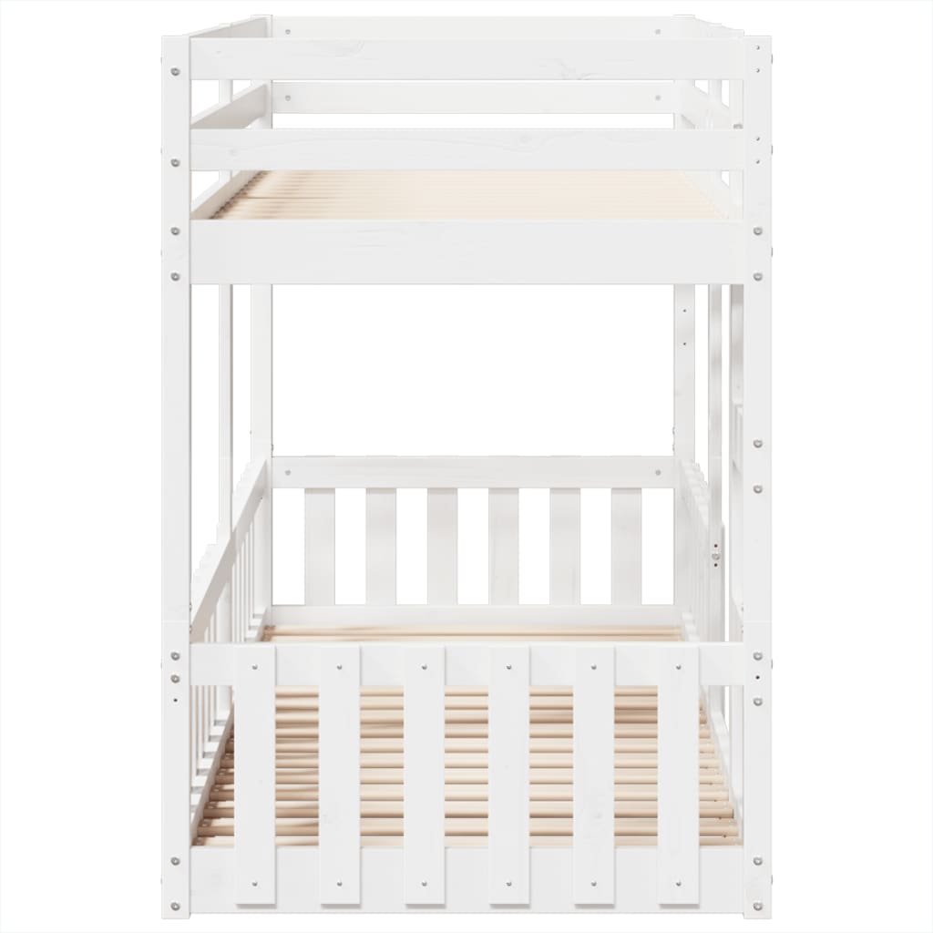 Letto a Castello Bianco 90x200 cm in Legno Massello di Pino
