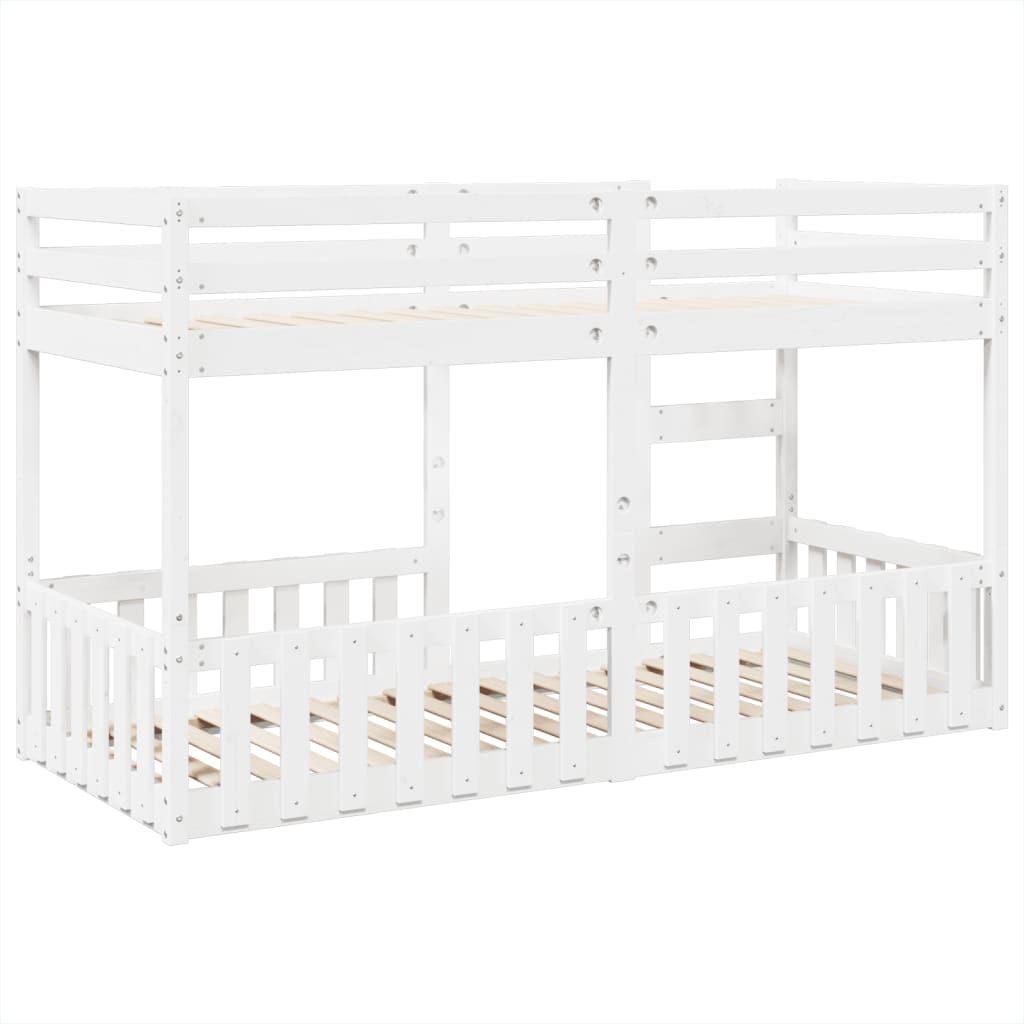 Letto a Castello Bianco 90x200 cm in Legno Massello di Pino | homemem39