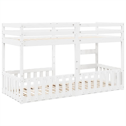 Letto a Castello Bianco 90x200 cm in Legno Massello di Pino | homemem39