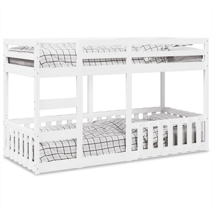 Letto a Castello Bianco 90x200 cm in Legno Massello di Pino | homemem39