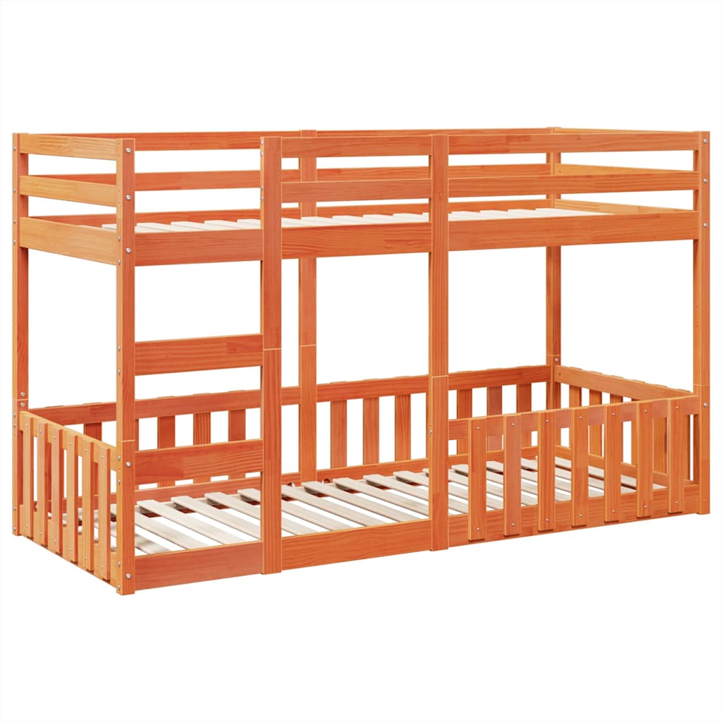 Letto a Castello Marrone Cera 90x200 cm in Legno di Pino | homemem39