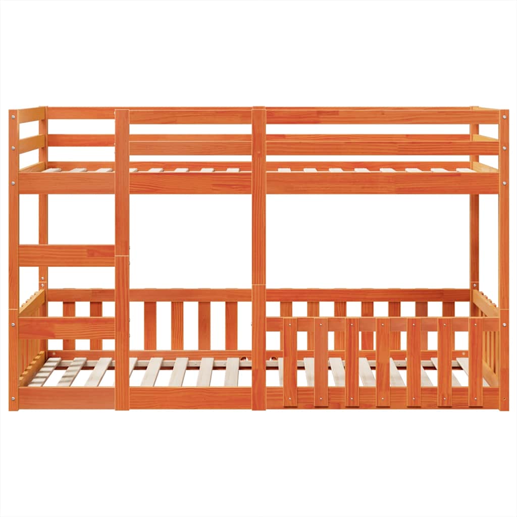 Letto a Castello Marrone Cera 90x200 cm in Legno di Pino | homemem39