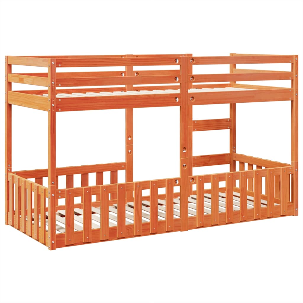 Letto a Castello Marrone Cera 90x200 cm in Legno di Pino | homemem39