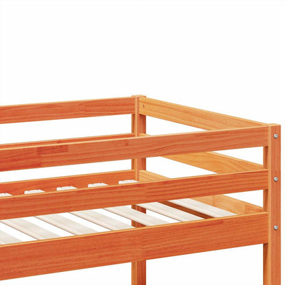 Letto a Castello Marrone Cera 90x200 cm in Legno di Pino