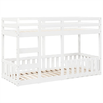 Letto a Castello Bianco 90x190 cm in Legno Massello di Pino | homemem39