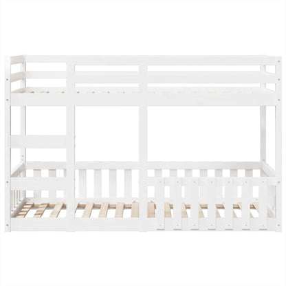 Letto a Castello Bianco 90x190 cm in Legno Massello di Pino | homemem39