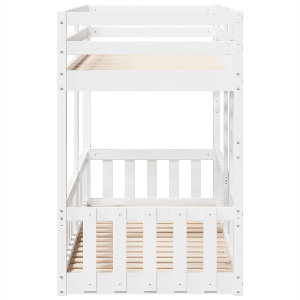 Letto a Castello Bianco 90x190 cm in Legno Massello di Pino | homemem39