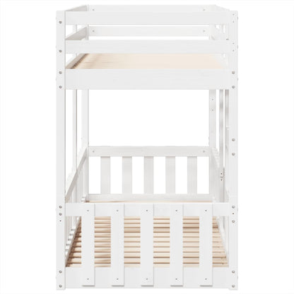 Letto a Castello Bianco 90x190 cm in Legno Massello di Pino | homemem39