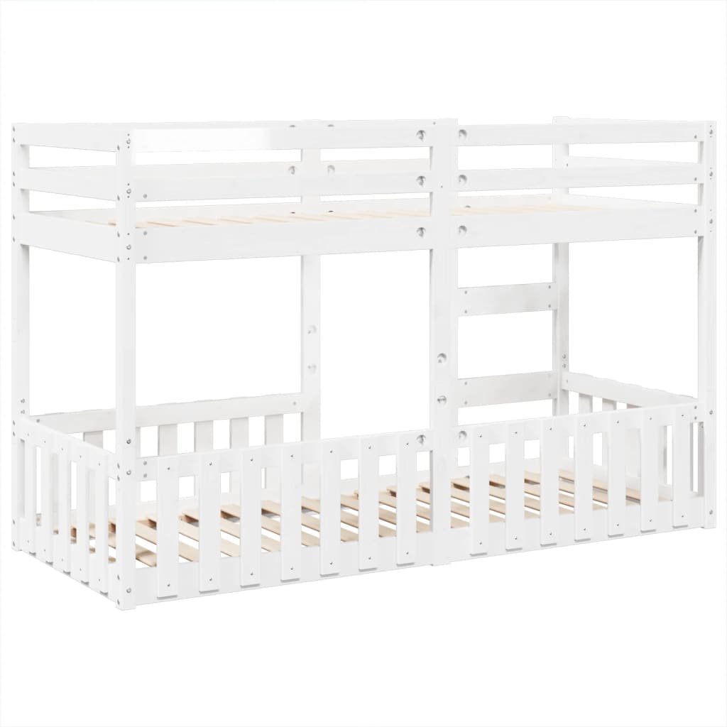 Letto a Castello Bianco 90x190 cm in Legno Massello di Pino | homemem39