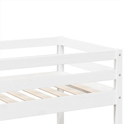 Letto a Castello Bianco 90x190 cm in Legno Massello di Pino | homemem39