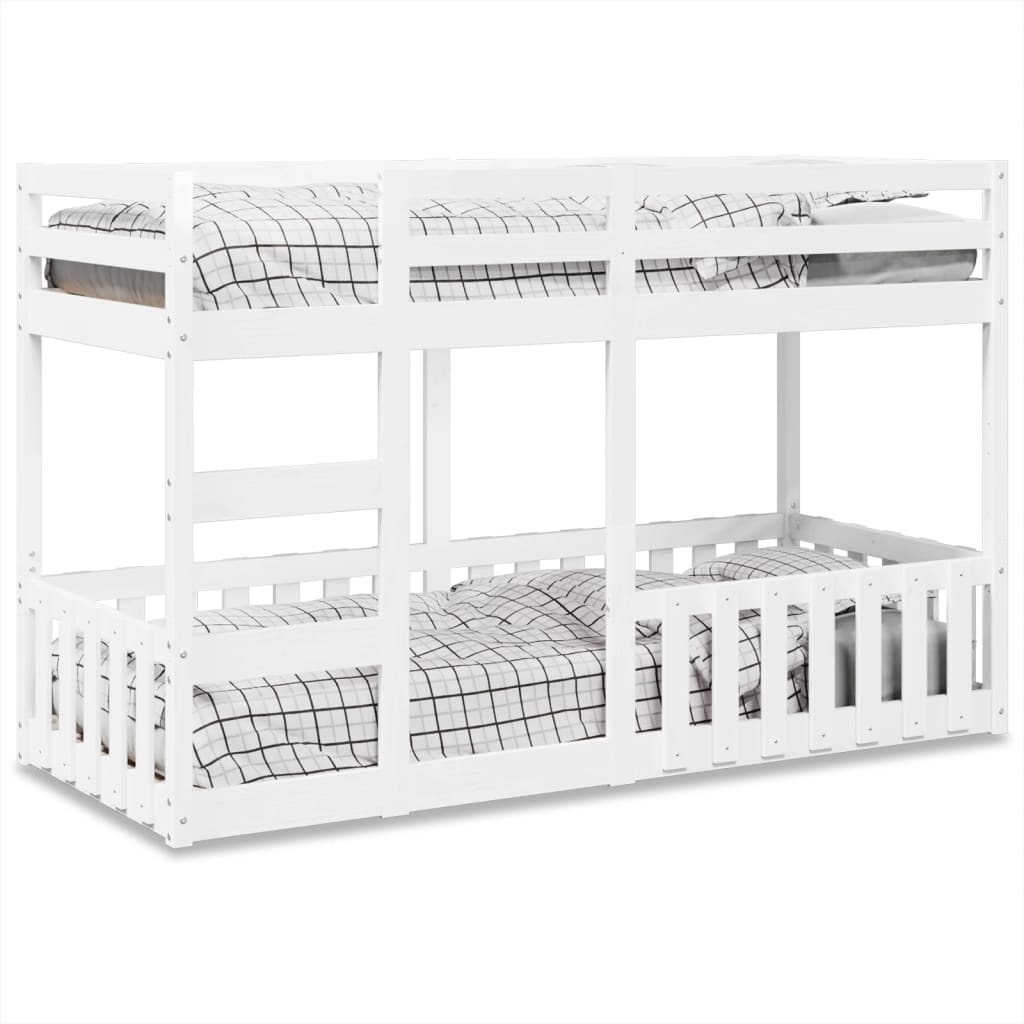 Letto a Castello Bianco 90x190 cm in Legno Massello di Pino | homemem39