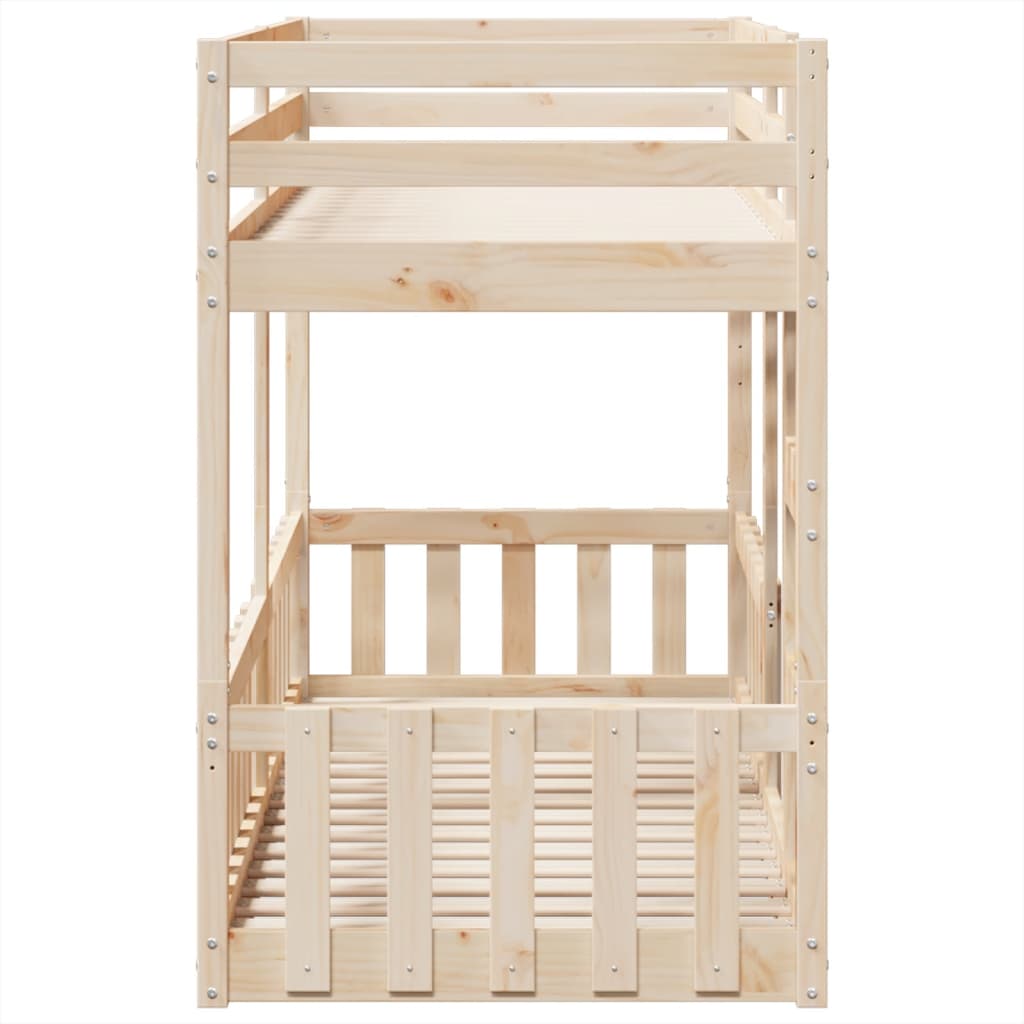 Letto a Castello 75x190 cm in Legno Massello di Pino