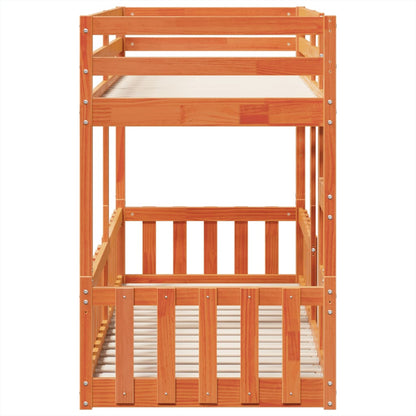 Letto a Castello Marrone Cera 75x190 cm in Legno di Pino - homemem39