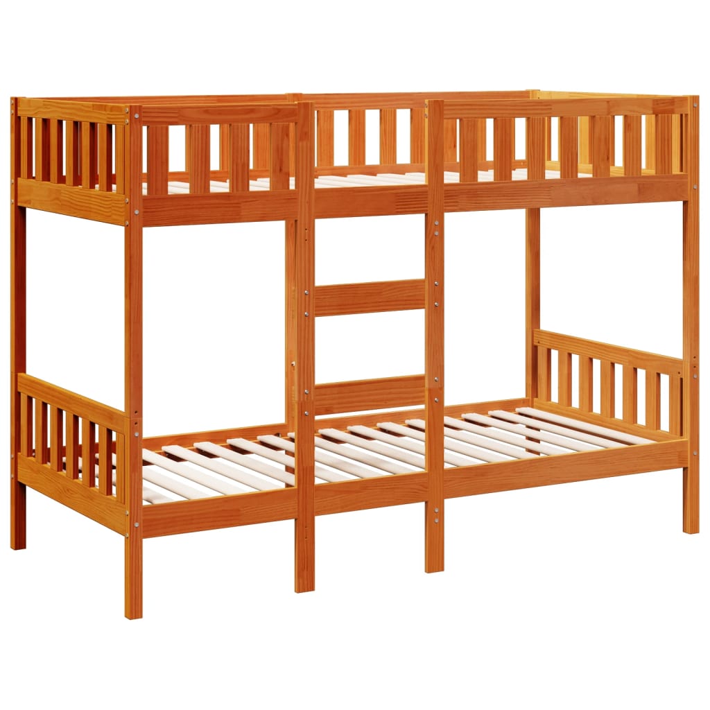 Letto a Castello Marrone Cera 90x200 cm in Legno di Pino | homemem39
