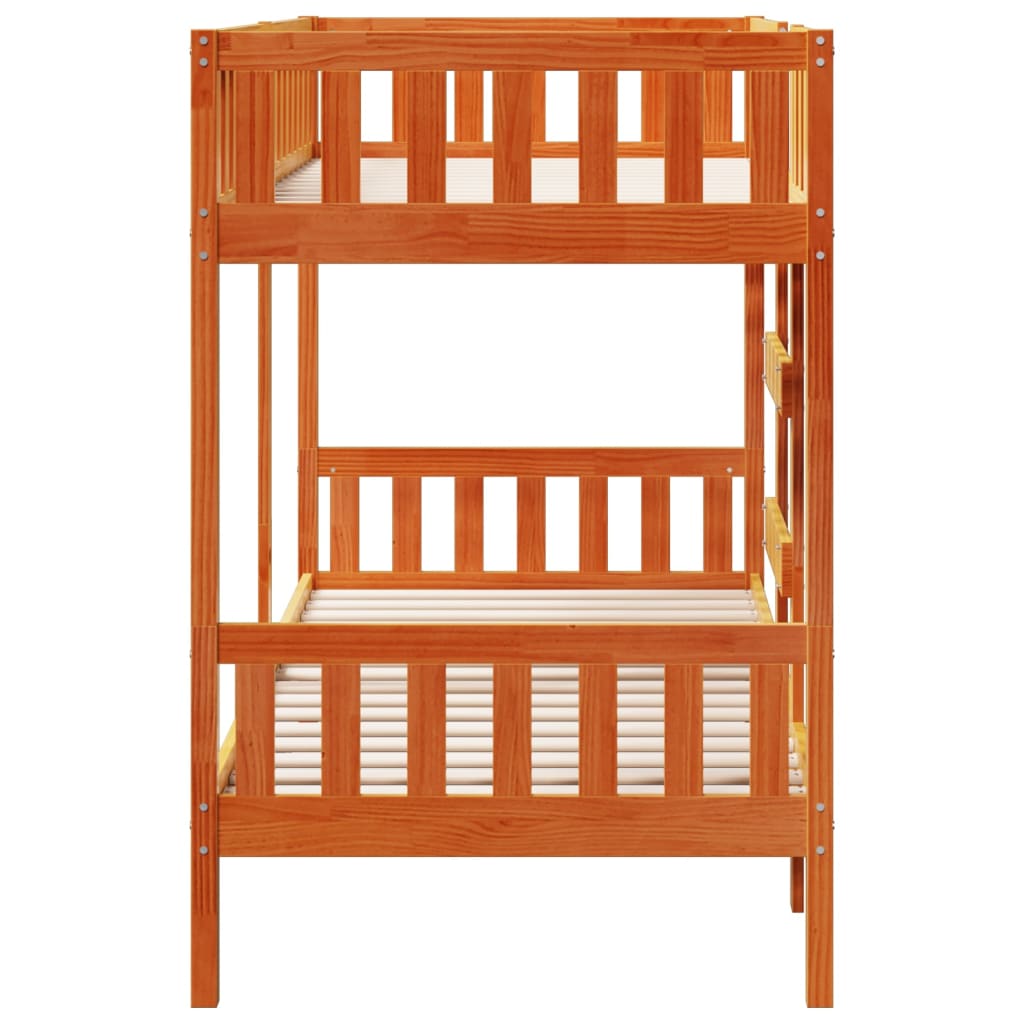 Letto a Castello Marrone Cera 90x200 cm in Legno di Pino | homemem39