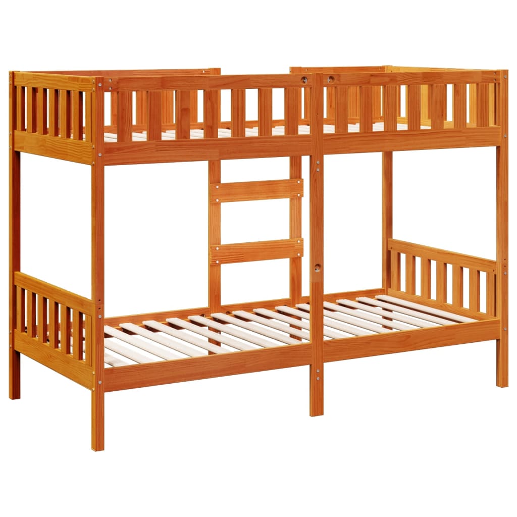 Letto a Castello Marrone Cera 90x200 cm in Legno di Pino | homemem39