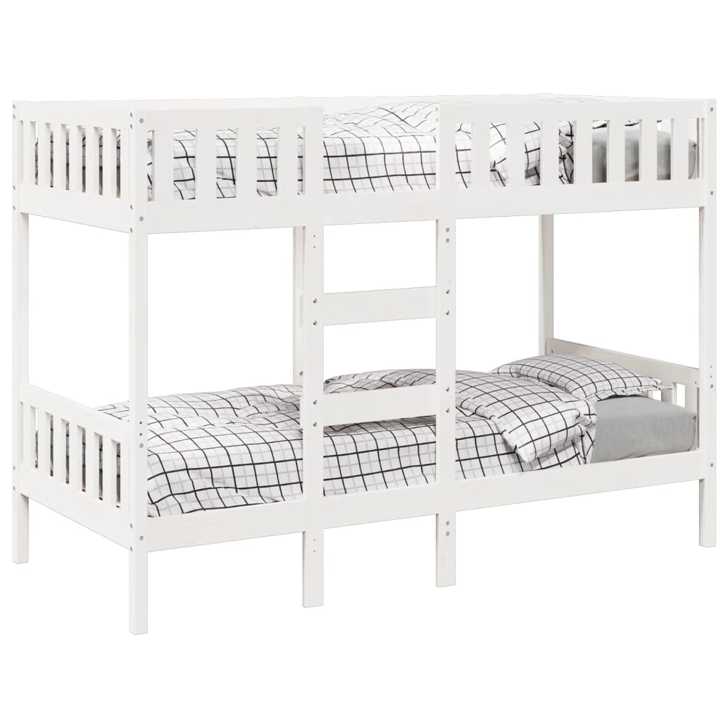 Letto a Castello Bianco 90x190 cm in Legno Massello di Pino