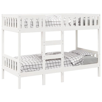 Letto a Castello Bianco 90x190 cm in Legno Massello di Pino