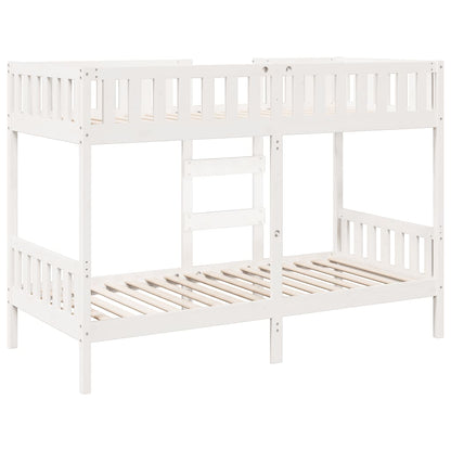 Letto a Castello Bianco 90x190 cm in Legno Massello di Pino