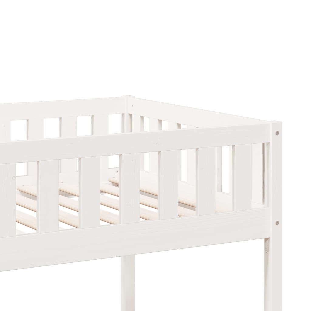 Letto a Castello Bianco 90x190 cm in Legno Massello di Pino