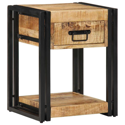 Comodino 40x35x50 cm in Legno Grezzo Massello di Mango