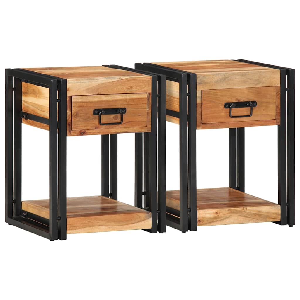 Armadio da Notte 2 pcs 40 x 35 x 50 cm legno massello di acacia