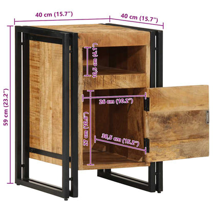 Comodino 40x40x59 cm in Legno Grezzo Massello di Mango - homemem39