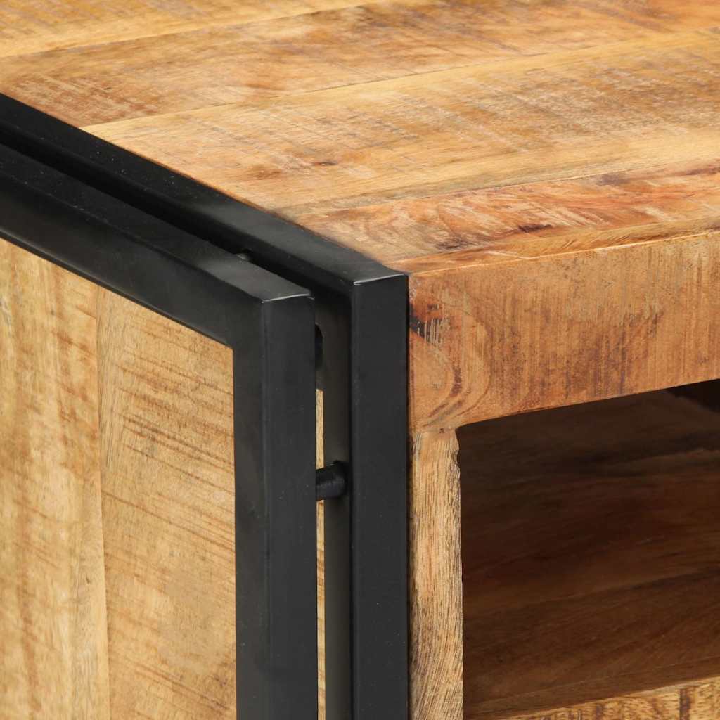 Comodino 40x40x59 cm in Legno Grezzo Massello di Mango - homemem39