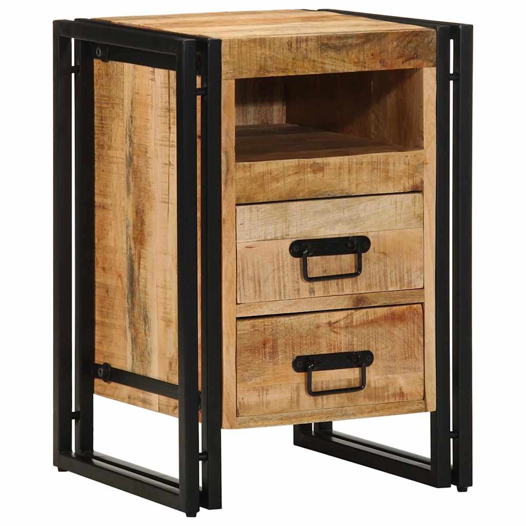 Armadio da Notte con cassetto Marrone legno massello di mango