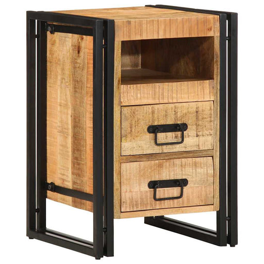 Armadio da Notte con cassetto Marrone legno massello di mango
