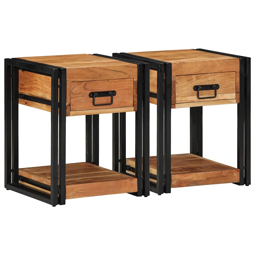 Armadio da Notte 2 pcs 40 x 40 x 50 cm legno massello di acacia
