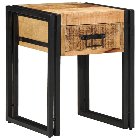 Tavolino Marrone e Nero 40 x 40 x 50 cm Legno di mango massello